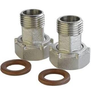 Комплект штуцерів для лічильника нікельований 3/4&Prime;ВР х 1/2&Prime;ЗР з біконітовою прокладкою Б2709-1КбА(нк)