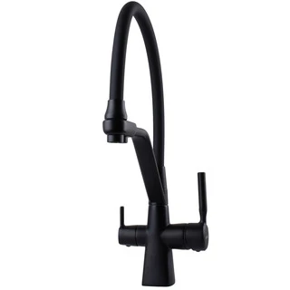 Змішувач для кухні під осмос Globus Lux GLLR-0700-L-10-01 гофрований  на гайці латунь, Чорний-Чорний