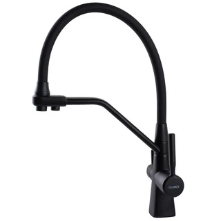 Змішувач для кухні під осмос Globus Lux GLLR-0700-L-10-01 гофрований  на гайці латунь, Чорний-Чорний