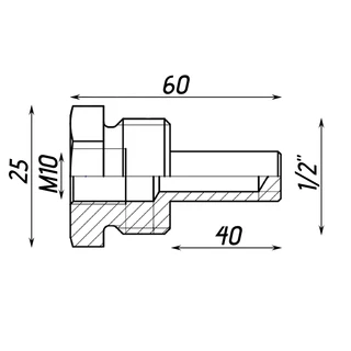 Занурювальна гільза 1/2&Prime;З M10х 40мм латунна А07013А
