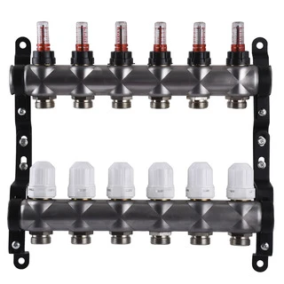 Колектор нержавіюча сталь з вимірювачем витрат ЕСО 001N 1&Prime; x6