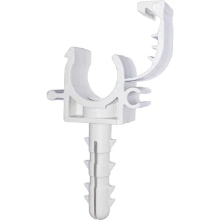 Кліпса-дюбель з клямкою для кріплення труби &Oslash;16мм біла (100шт)