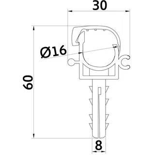 Кліпса-дюбель з клямкою для кріплення труби &Oslash;16мм біла (100шт)