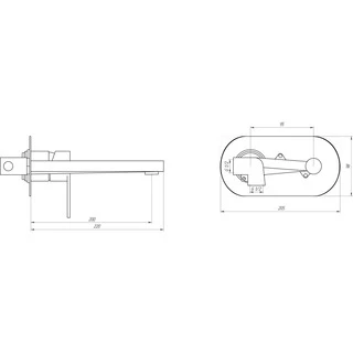 Змішувач для умивальника TOPAZ BARTS TB-07225-H36 вбудований у стіну, cartridge D35