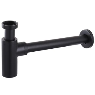 Сифон для раковин циліндричний Globus Lux  GSB-32-125-BB, латунь, 1 1/4&Prime;, чорний матовий