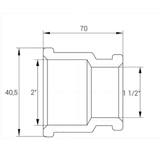 Муфта редукційна 2&Prime;х1 1/2&Prime;ВВ нікельована восьмигранна А0341А(нк)