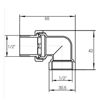 Згін американка кутова 1/2&Prime;ВЗ латунна Б0838А