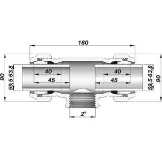 З&amp;apos;єднання зажимне потрійне з внутрішньою різьбою DN50(59,5-63,8 мм) х 2&Prime; TK AGAflex