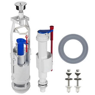 Комплект арматури для зливного бачка з нижнею подачею води  1/2 &Prime; та двома режимами зливу АБк2-10