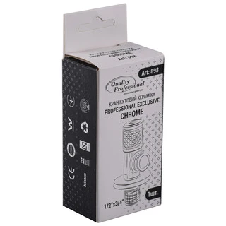 Кран кутовий кераміка  PROFESSIONAL EXCLUSIVE 1/2&Prime;X3/4&Prime; 898 CHROME (1шт.)