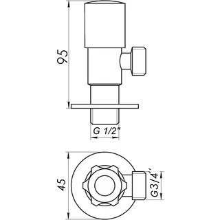 Кран кутовий кераміка  PROFESSIONAL EXCLUSIVE 1/2&Prime;X3/4&Prime; 898 CHROME (1шт.)