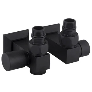 Набір Кран вентильний кутовий з американкою SOLOMON LUX 1/2&Prime;CUBE BLACK 8888_ТЕН (1уп)