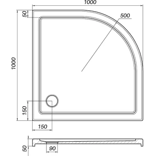 Душовий піддон півкруглий PILICA RS100I BRAVO (2уп.)