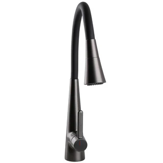 Змішувач для кухні Globus Lux LAZER Pro GLPR-203SM-GPлатунь Графіт,гофровилив Чорний з душ.насадкою