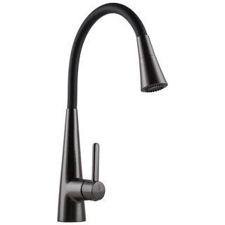 Змішувач для кухні Globus Lux LAZER Pro GLPR-203SM-GPлатунь Графіт,гофровилив Чорний з душ.насадкою