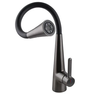 Змішувач для кухні Globus Lux LAZER Pro GLPR-203SM-GPлатунь Графіт,гофровилив Чорний з душ.насадкою