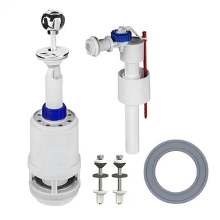 Комплект арматури для зливного бачка з боковою подачею води 1/2 &Prime; та ричагом зливу вгору АБу-20