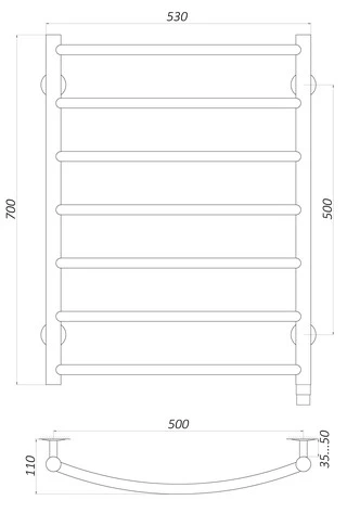 Рушникосушарка UNIO LD ЕU 700-500-7 BLK Драбинка Дуга електро чорна