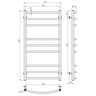 Рушникосушарка UNIO LDE ЕU 1000-500-9 Драбинка Дуга Еліт електро