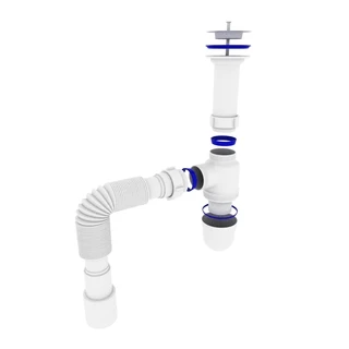 Сифон OPTIMUM 1 1/2&Prime;*40 для умивальника та мийки  з литим випуском та гофротрубою 40*40/50 OPTI 11043