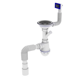 Сифон OPTIMUM 31/2&Prime;*40 для мийки з відведенням для прал маш, з прямокутним гнучким переливом та гнучкою трубою 40х40/50 OPTI  27343