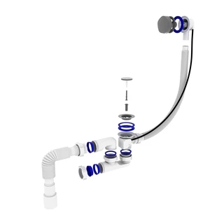 Сифон OPTIMUM для ванни з ревізією, переливом напівавтомат (трос 580, ручка хром) та гофротрубою 40*40/50 OPTI-27433