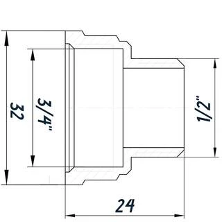 Перехідник редукційний 3/4&Prime;х1/2&Prime;ВЗ нікельований восьмигранний NK433O OPTIMUM