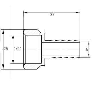 Штуцер  1/2&Prime;В 8мм латунний LU3D1S OPTIMUM
