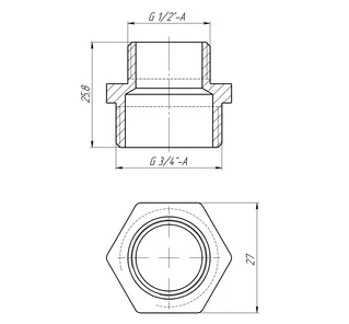 Ніпель редукційний 3/4&Prime;х1/2&Prime;ЗЗ латунний LN432S OPTIMUM