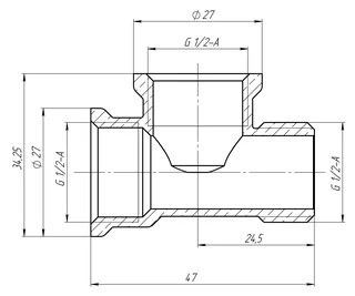 Трійник 1/2&Prime;ВВЗ латунний LT334S OPTIMUM