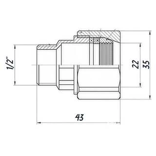 З&amp;apos;єднання зажимне пряме для труби &Oslash;22мм 1/2&Prime;З латунне LS332S OPTIMUM