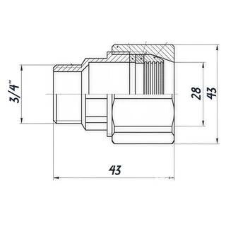 З&amp;apos;єднання зажимне пряме для труби &Oslash;28мм 3/4&Prime;З латунне LS442S OPTIMUM