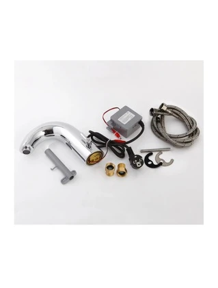 Змішувач сенсорний для умивальника HOTEC 19.112-DC/AC (220V/6V) з трансформатором,латунний Hot/Cold