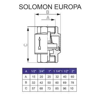 Клапан зворотного ходу води SOLOMON 1 1/2&Prime; EUROPA 6026 лат. шток