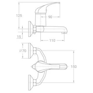 Змішувач s46 &Oslash;35 для ванни литий TAU TN-1C142C (9846200)