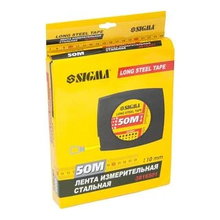 Рулетка сталева стрічка 50м&times;10мм (чорна) SIGMA (3816501)