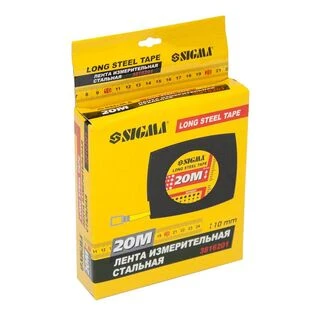 Рулетка сталева стрічка 20м&times;10мм (чорна) SIGMA (3816201)