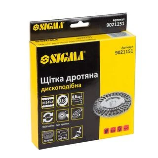 Щітка дротяна дископодібна &Oslash;150мм М14&times;2мм (сталева кручена) SIGMA (9021151)