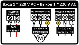 Перетворювач частоти 1~220В &times; 1~220В до 2.2кВт + датчик давления AQUATICA (AVF-2.2M) (779704)