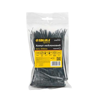 Хомут нейлон 4.8&times;350мм 100шт (чорний) SIGMA (2502761)