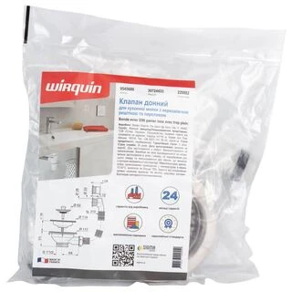 Клапан донний для кухонної мийки 1&frac12;" з нерж. решіткою та переливом WIRQUIN (9545680)