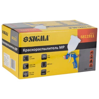 Фарборозпилювач MP &Oslash;1.5мм 175л/хв 3.5бар в/б 600мл (пласт) SIGMA (6811911)