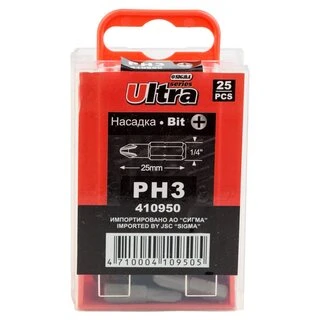 Набір біт PН3&times;25мм 1/4" 25шт S2 (пласт кейс) ULTRA (4010302)