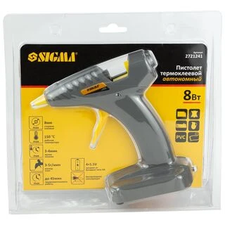 Пістолет термоклейовий автономний &Oslash;8мм 8Вт/6В SIGMA (2721241)