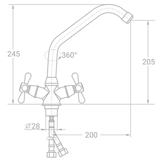Змішувач VD &frac12;" для кухні на гайці TAU 9870100 (VD-4B161C)
