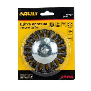 Щітка дротяна конусоподібна &Oslash;100мм хвостовик &Oslash;6мм (сталева кручена) SIGMA (9025101)