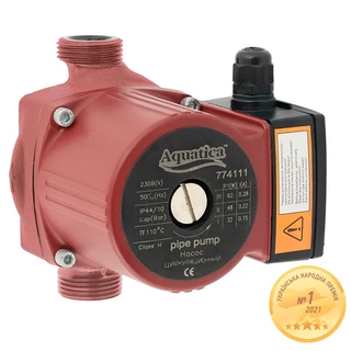 Насос циркуляційний 130Вт Hmax 7м Qmax 87л/хв &Oslash;2" 180мм + гайки &Oslash;1&frac14;" AQUATICA (774140)