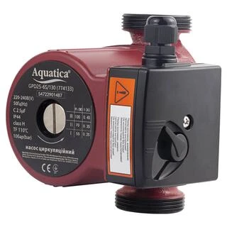 Насос циркуляційний 100Вт Hmax 6м Qmax 75л/хв &Oslash;1&frac12;" 130мм+гайки &Oslash;1" AQUATICA (774133)