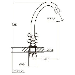 Змішувач QM 1/2" для кухні економ на гайці (КРАТНО 2шт) AQUATICA QM-1B159C (9783100)