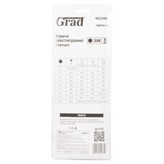 Ключі шестигранні 9шт 1.5-10мм CrV (середні) GRAD (4022085)